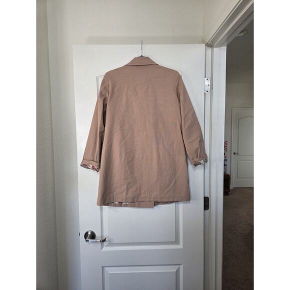 Sundance Tan Cotton Double Breasted Floral Lining Neutral Peacoat Jacket Size XS - Picture 10 of 14